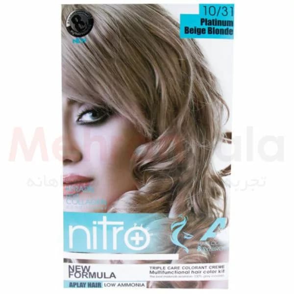 کیت رنگ مو و ابرو نیترو پلاس مدل +A شماره 10.31 – بلوند بژ پلاتینه