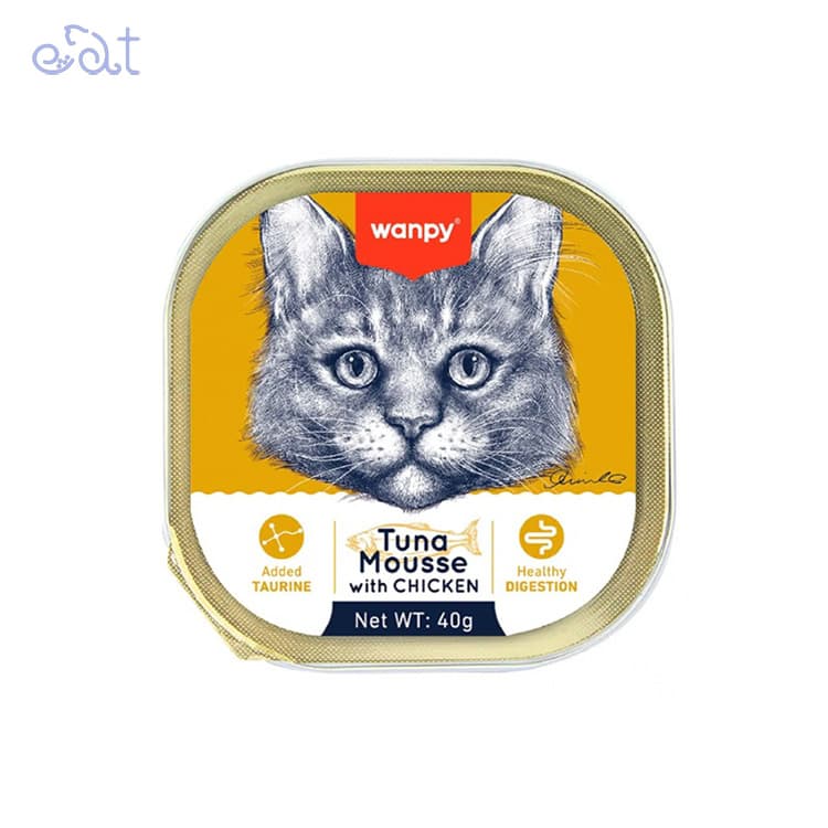 ووم گربه ونپی با طعم ماهی تن و مرغ مدل Wanpy Mousse Tuna & Chiken وزن 40 گرم
