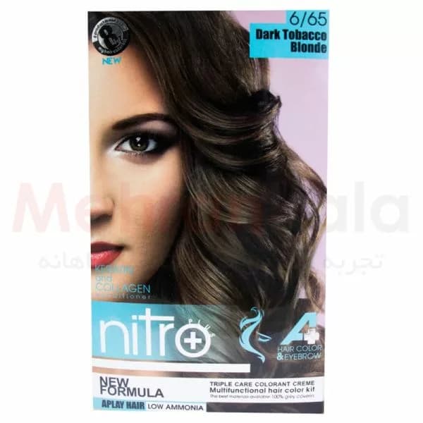 کیت رنگ مو و ابرو نیترو پلاس مدل +A شماره 6.65 – بلوند تنباکویی تیره