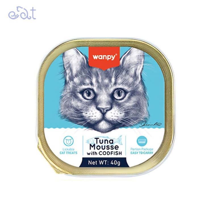 ووم گربه ونپی با طعم ماهی تن و کاد مدل Wanpy Mousse Tuna & CodFish وزن 40 گرم