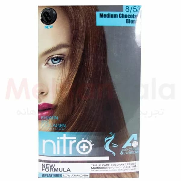 کیت رنگ مو و ابرو نیترو پلاس مدل +A شماره 8.53 – بلوند شکلاتی متوسط