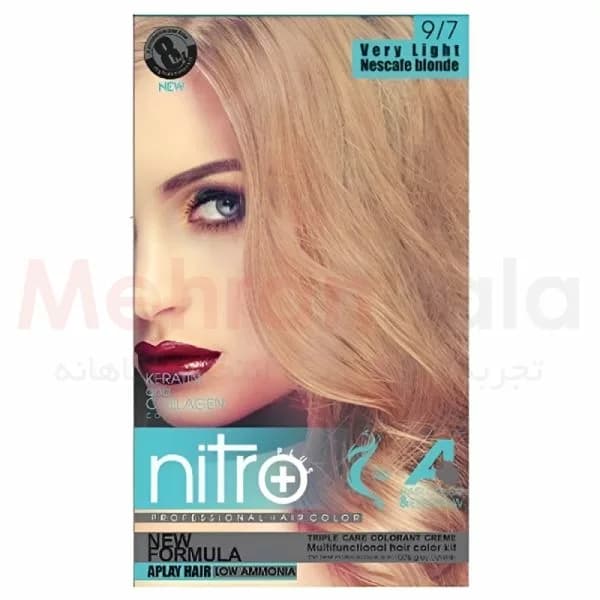 کیت رنگ مو و ابرو نیترو پلاس مدل +A شماره 9.7 – نسکافه ای خیلی روشن