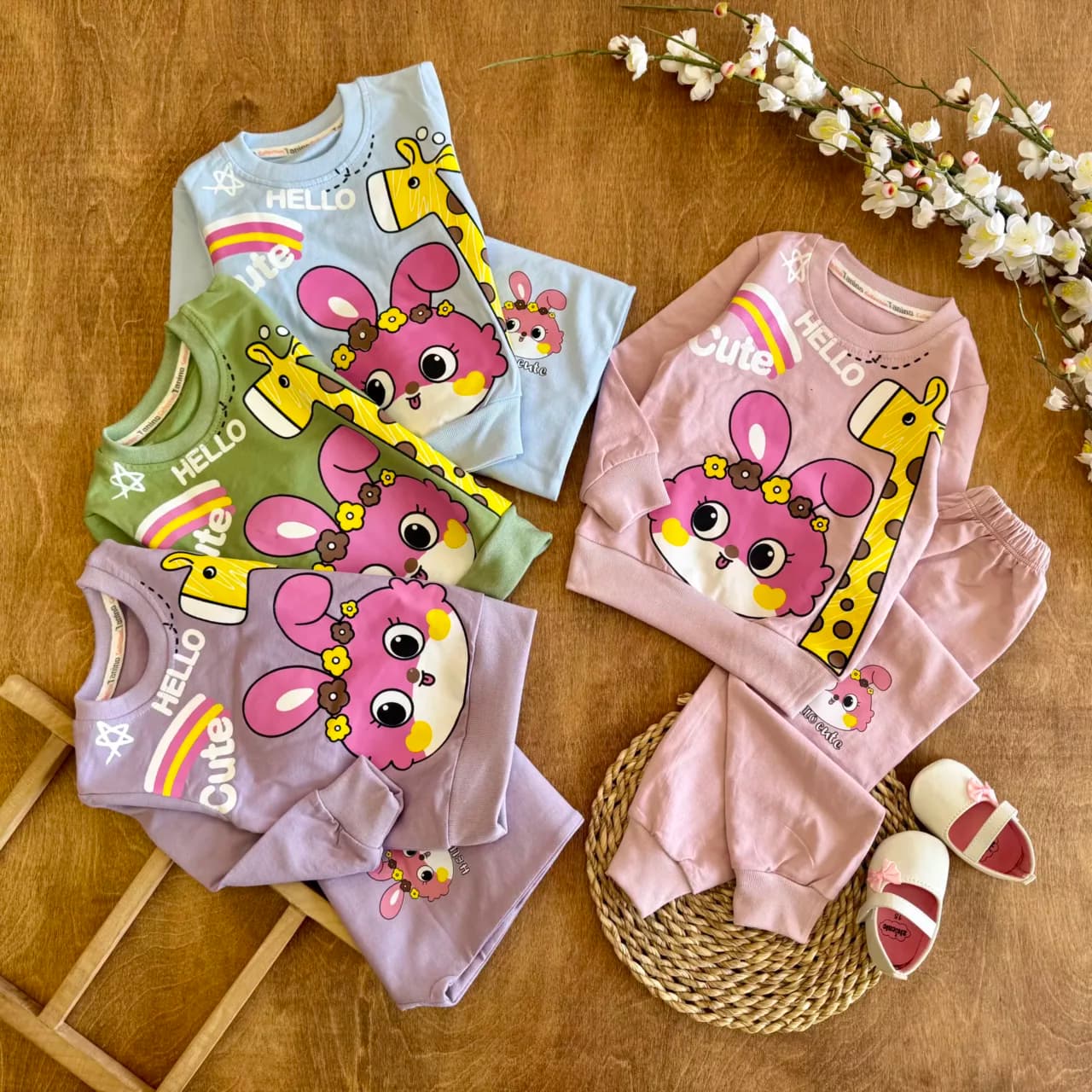 بلوز شلوار زرافه خرگوش Hello Cute کد 6844