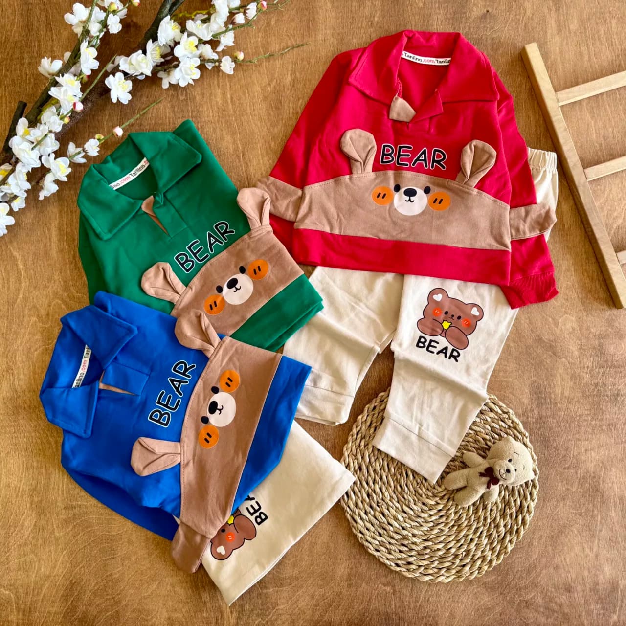 بلوز شلوار یقه دار خرس گوش دار Bear کد 6841