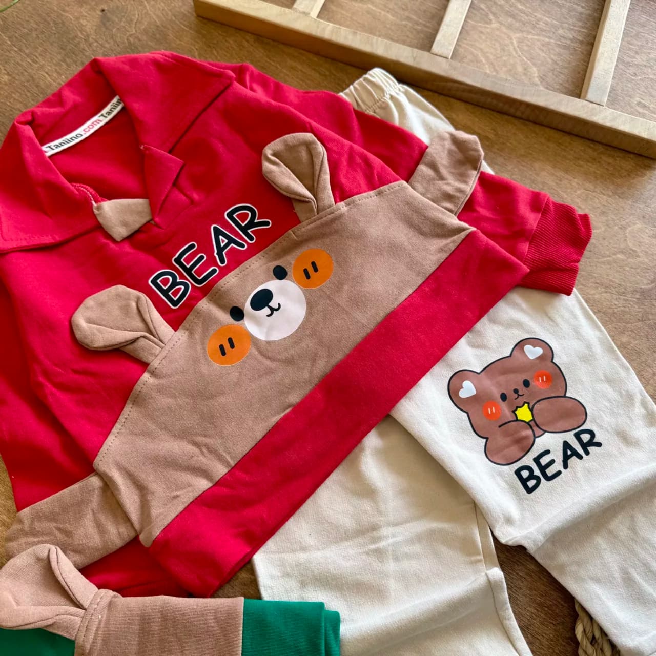 بلوز شلوار یقه دار خرس گوش دار Bear کد 6841 — تصویر ۳