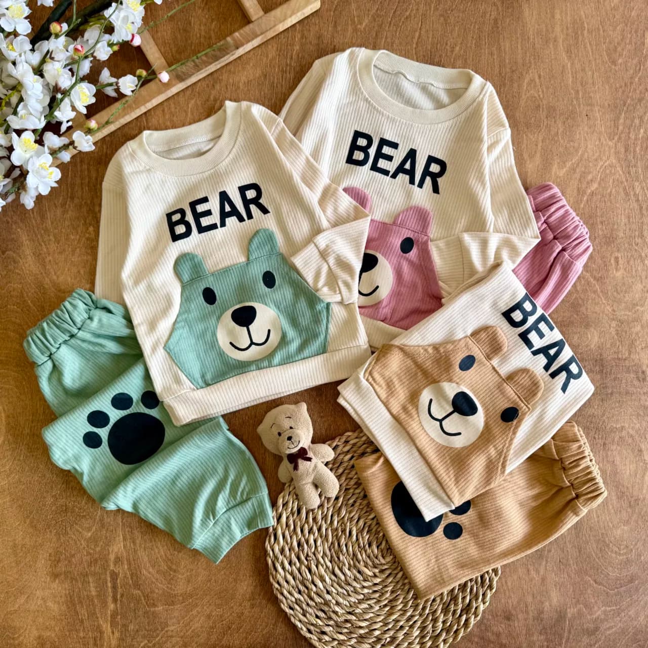 بلوز شلوار کبریتی خرس جیب گوش دار BEAR کد 6830