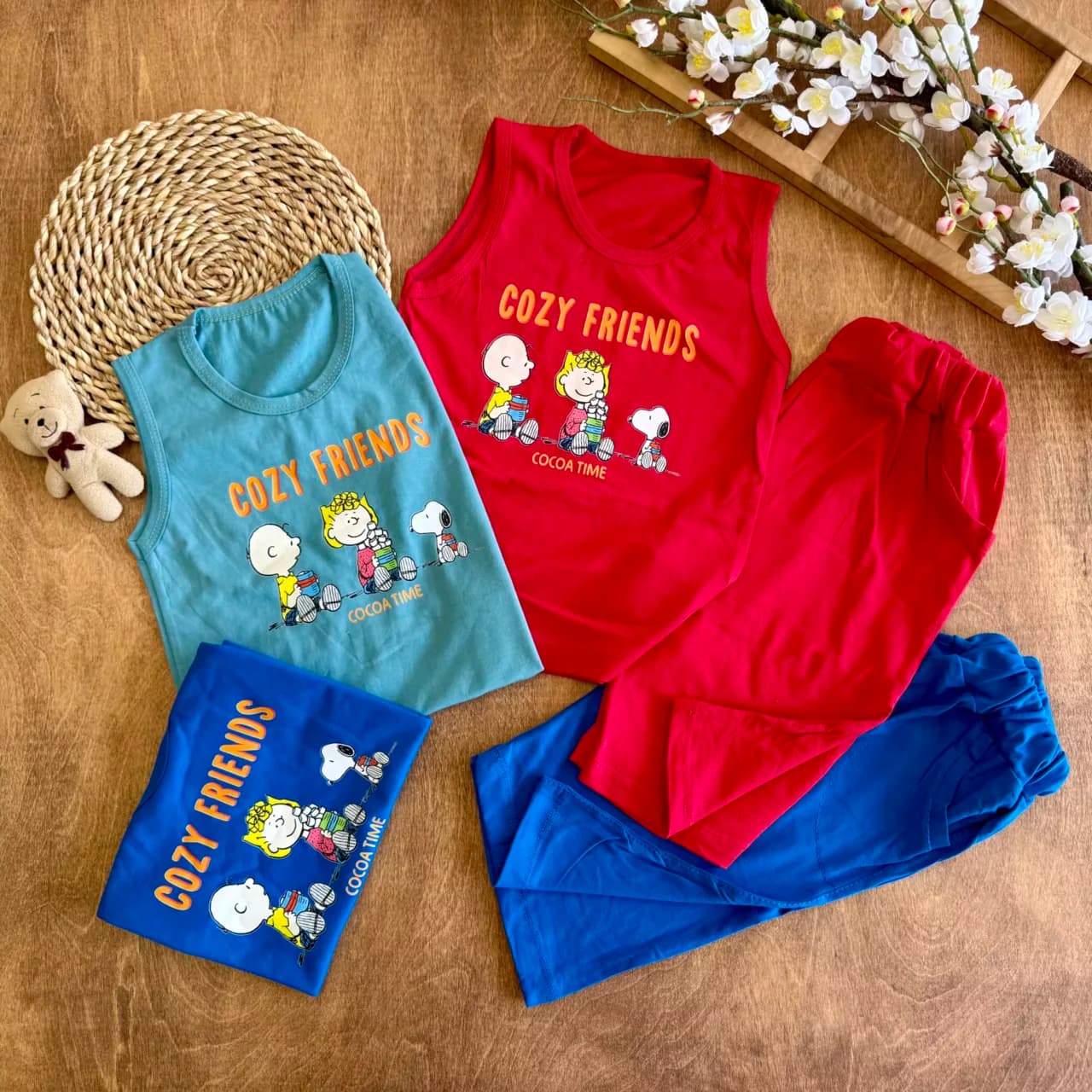 تاپ شلوارک دختر پسر اسنوپی Cozy Friends کد 6732