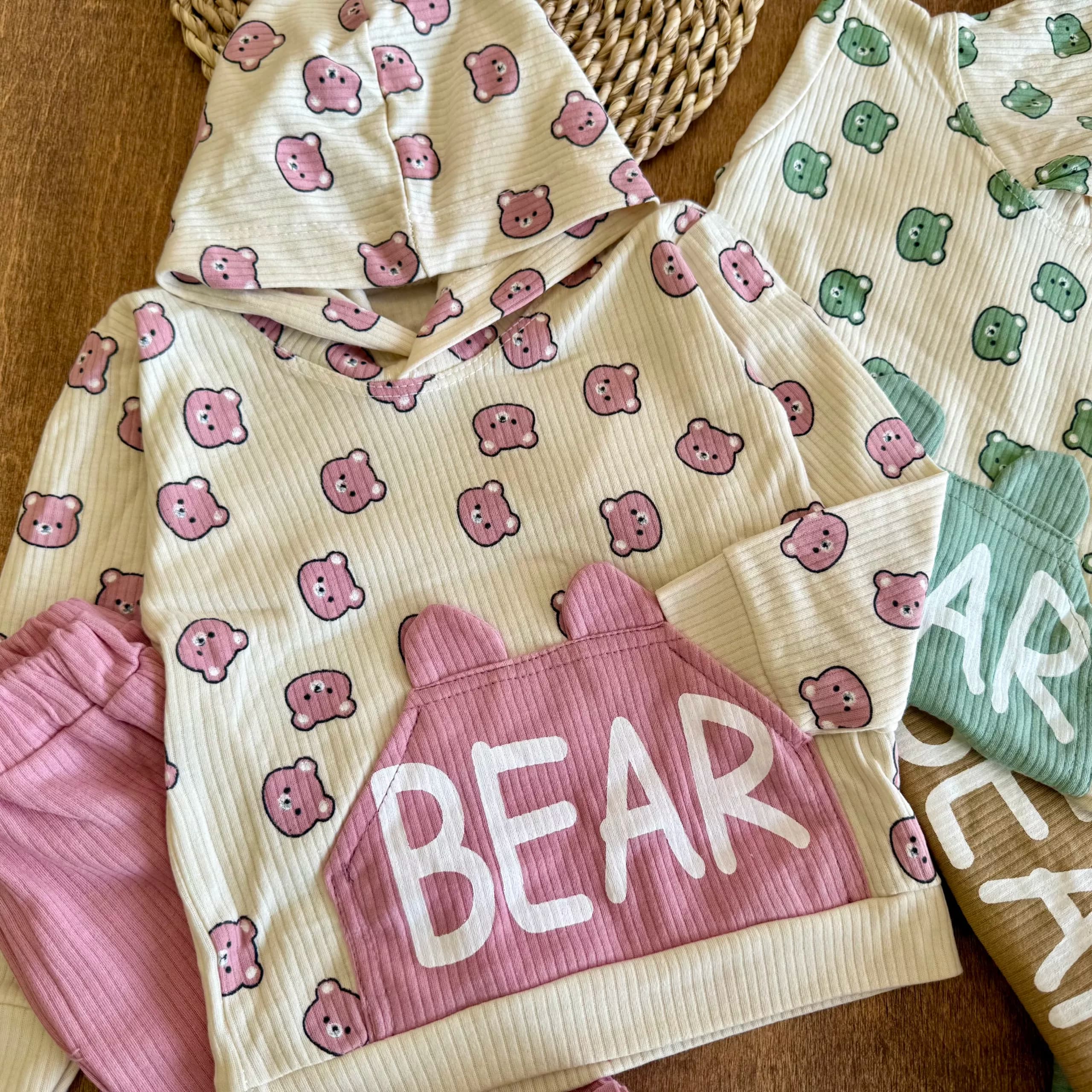 هودی شلوار کبریتی خرس ریز جیب گوش دار Bear کد 6818 — تصویر ۲