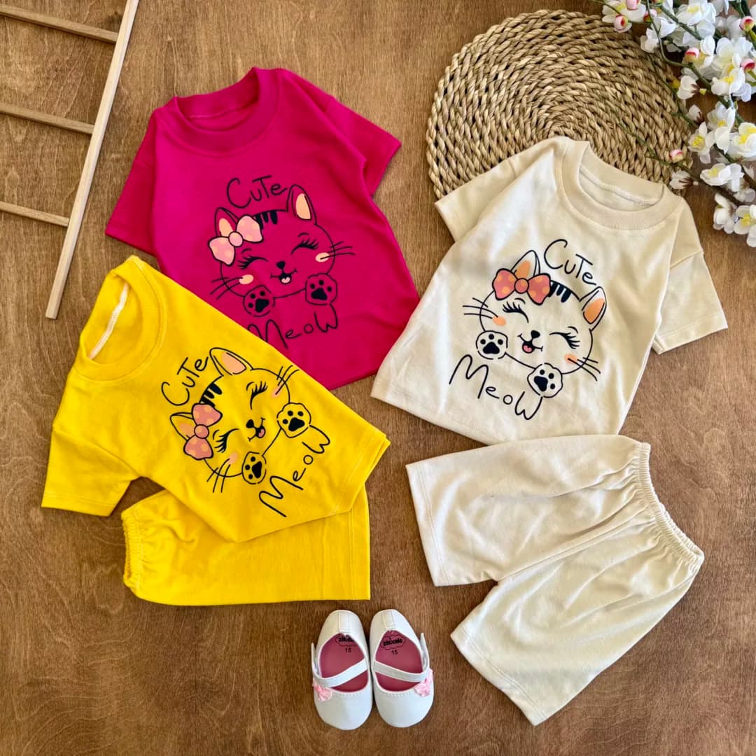 تیشرت شلوارک پیشی کیوت cute سایز ۴ تا ۶ کد 6500