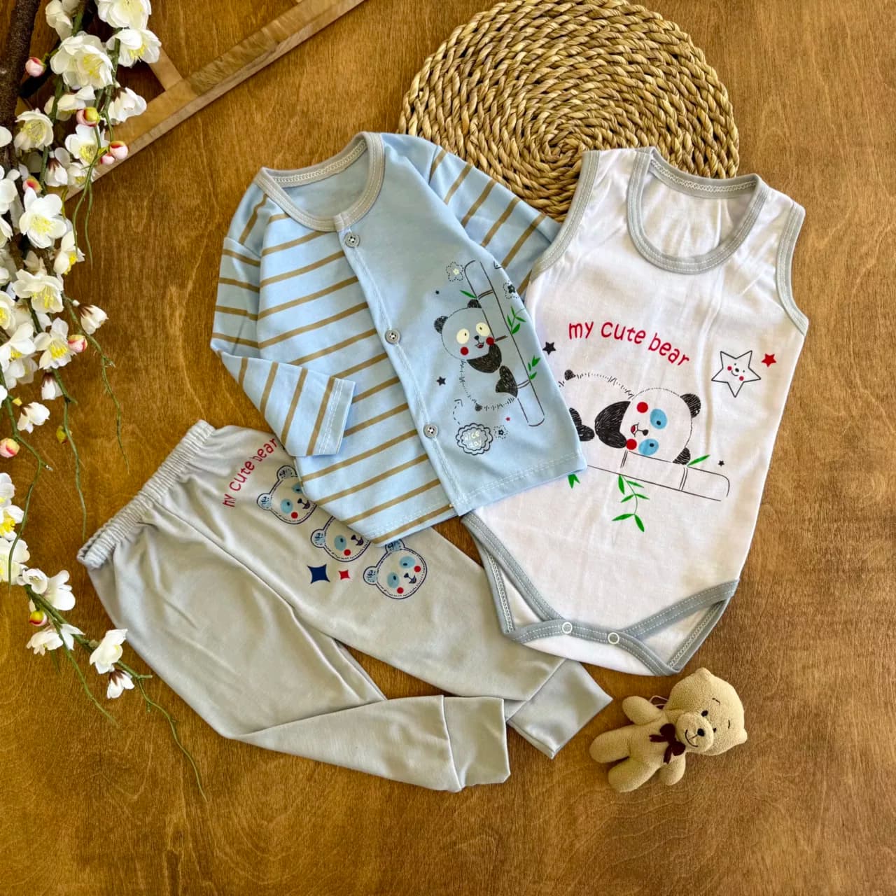 ست 3 تکه پاندا راه راه nice day (YP) کد 6751