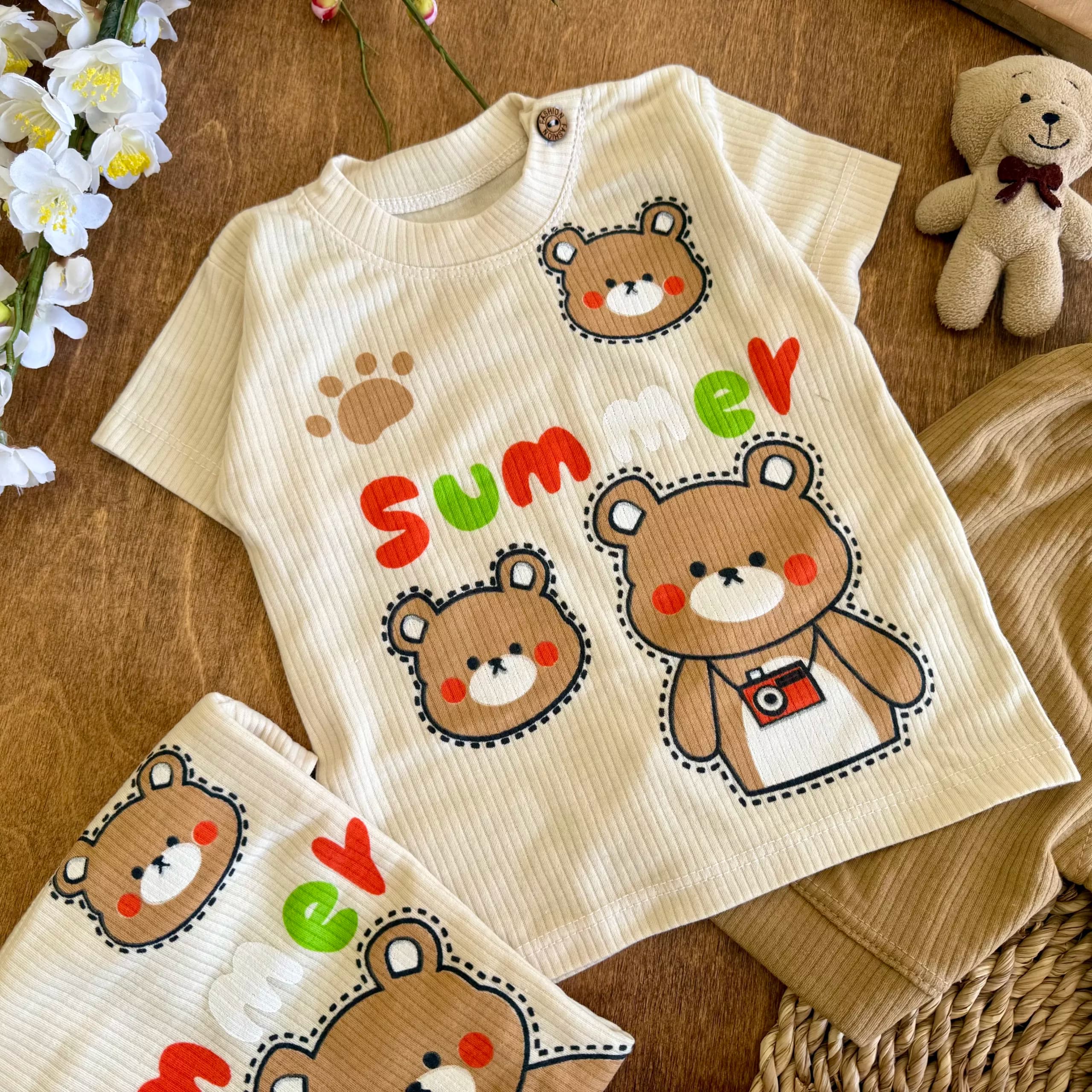 تیشرت شلوارک کبریتی خرس summer (ایراددار) کد 6192-1 — تصویر ۲