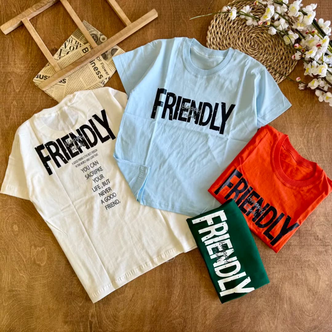 تیشرت تک طرح Friendly سایز 50،55 کد 6239