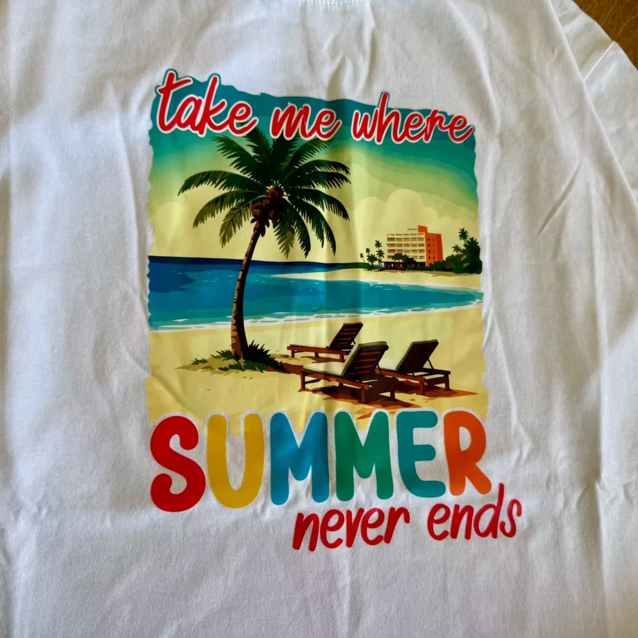 تیشرت تک زنانه طرح ساحل Summer کد 6735 — تصویر ۲