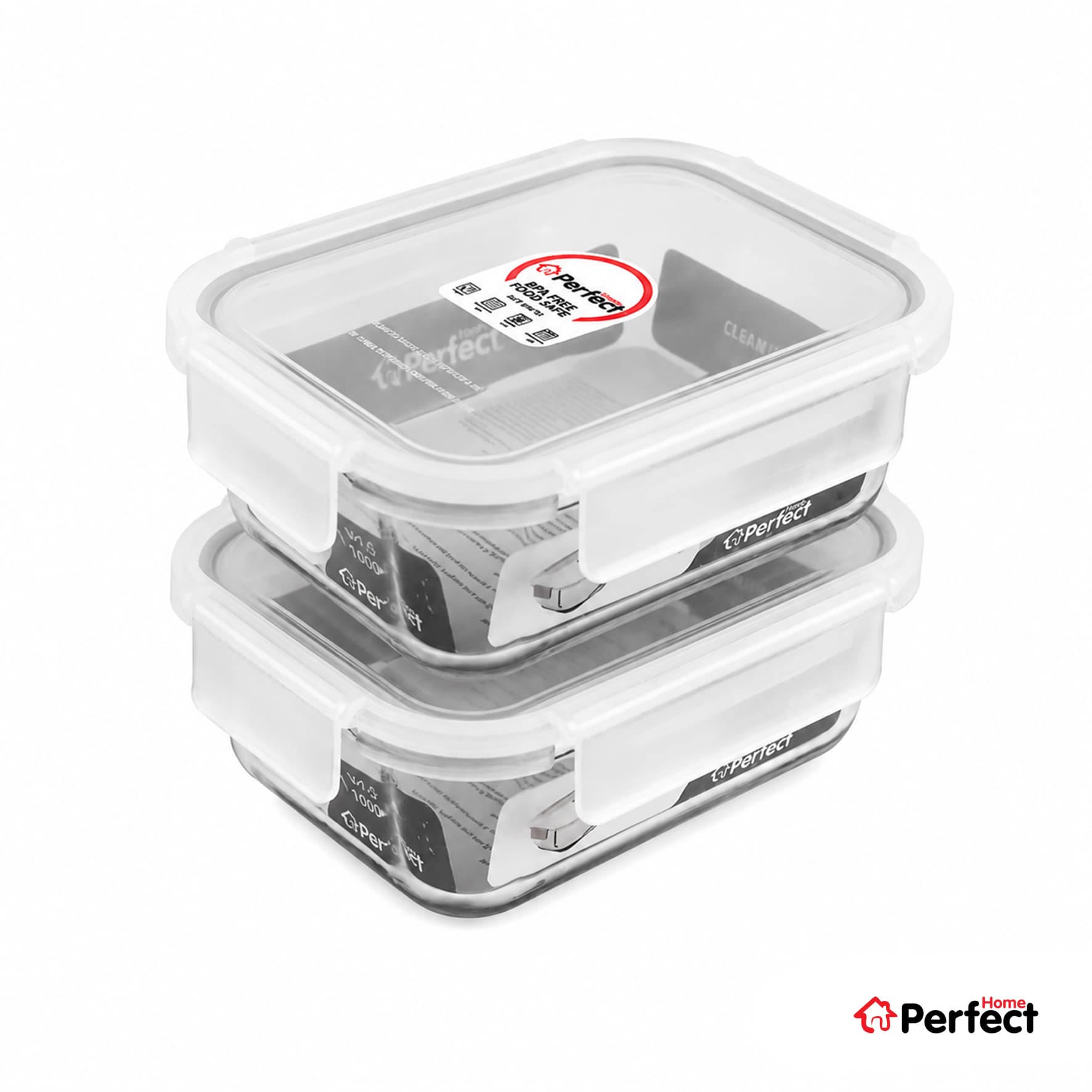 ظرف نگهدارنده Perfecthome مدل 2-P5410 حجم 1000ml مجموعه دو عددی — تصویر ۲