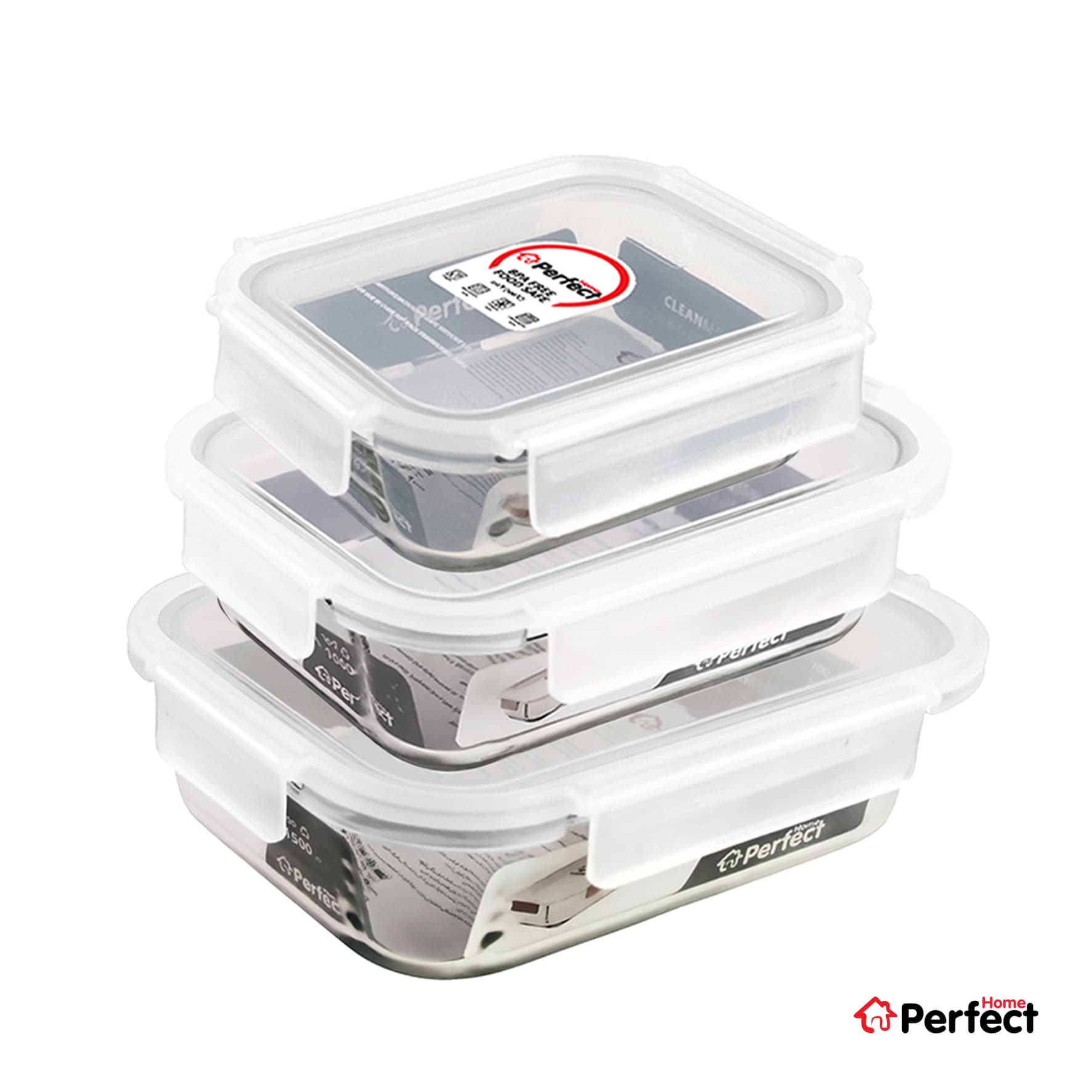 ظرف نگهدارنده Perfect home ست 3 پارچه P5400-R بدون جعبه کادویی — تصویر ۴