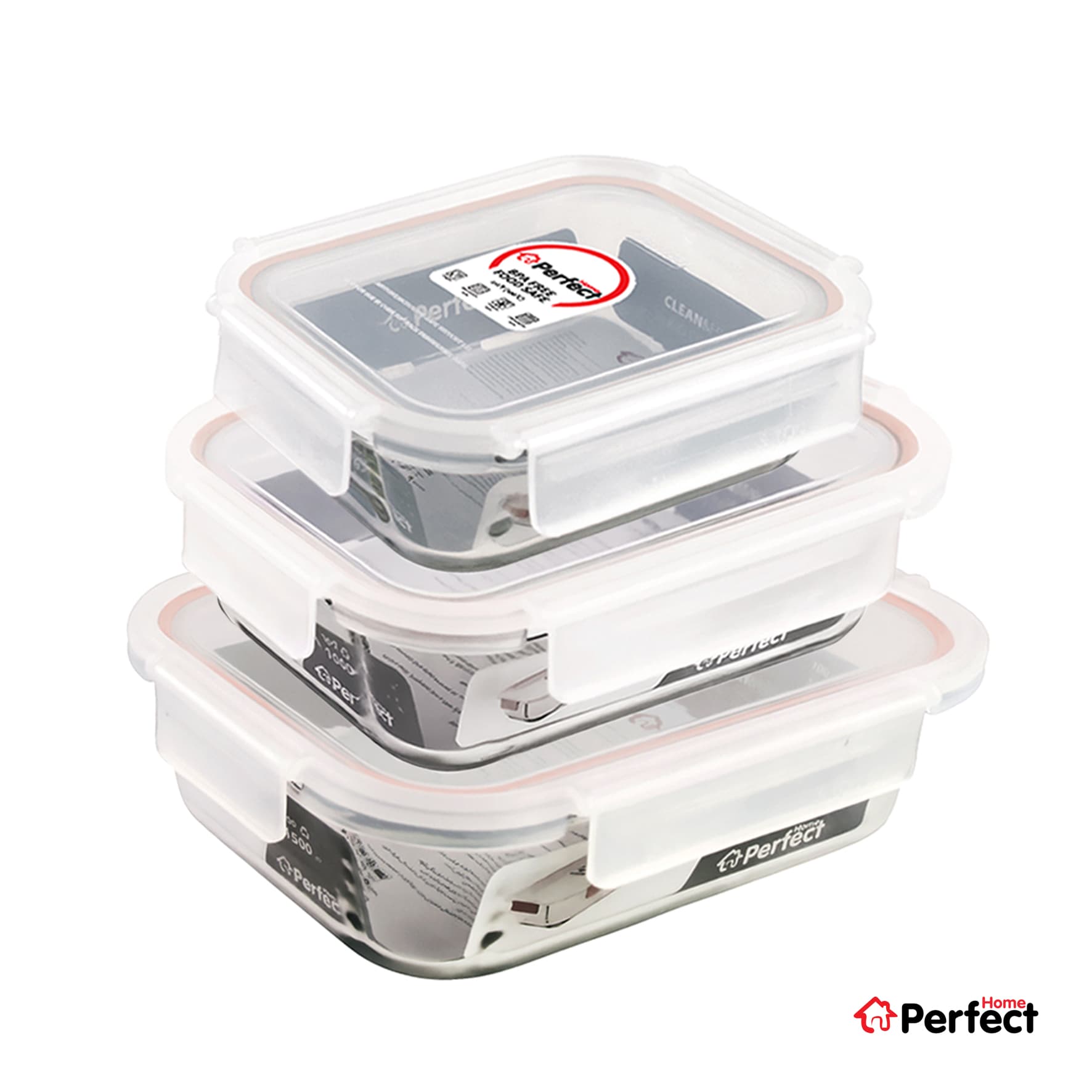 ظرف نگهدارنده Perfect home ست 3 پارچه P5400-R بدون جعبه کادویی — تصویر ۲