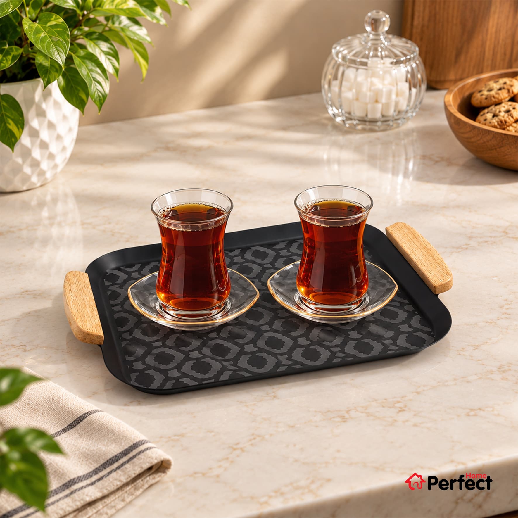 سینی فلزی PERFECTHOME مدل 6223 طرح لوزی — تصویر ۲