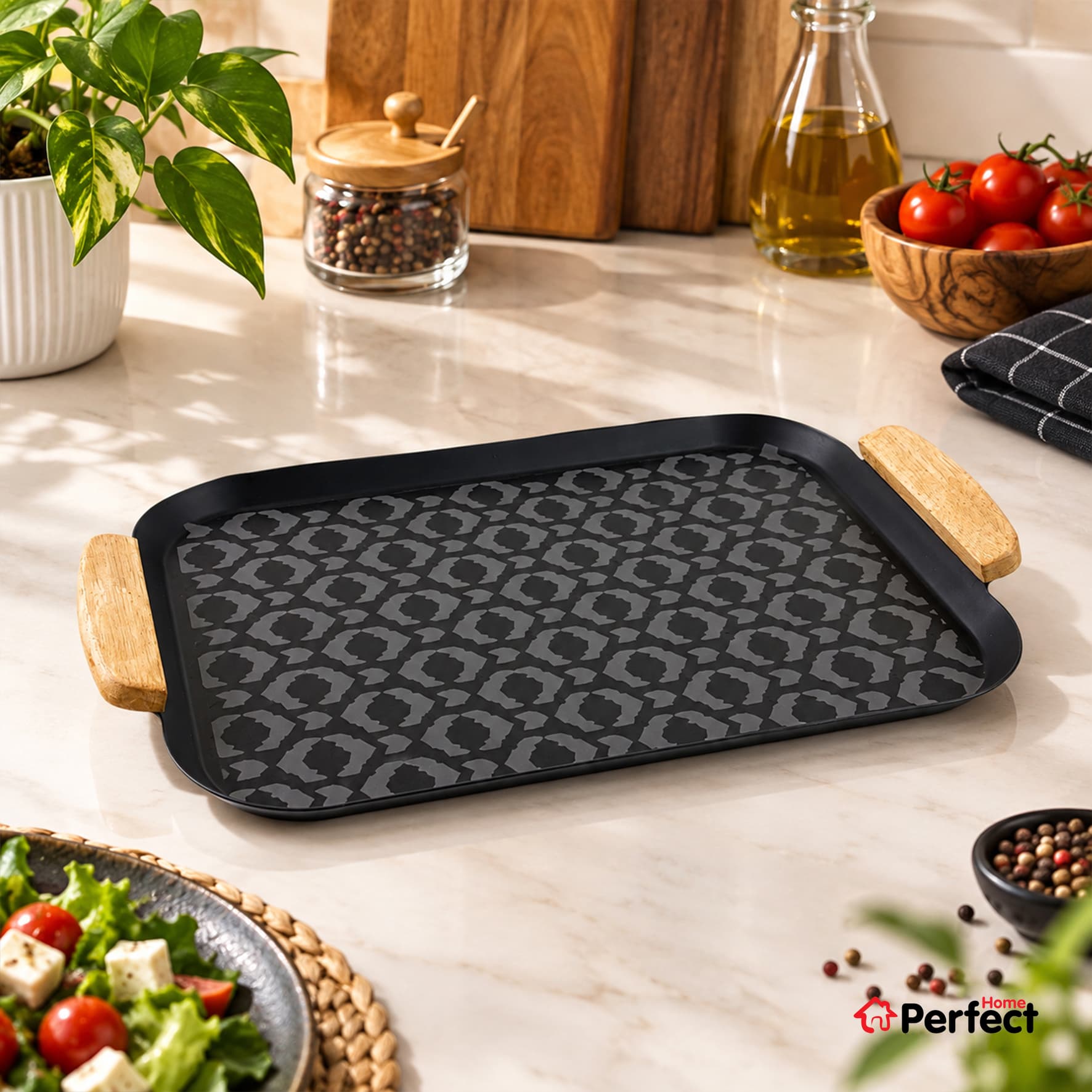 سینی فلزی PERFECTHOME مدل 6123 طرح لوزی — تصویر ۲