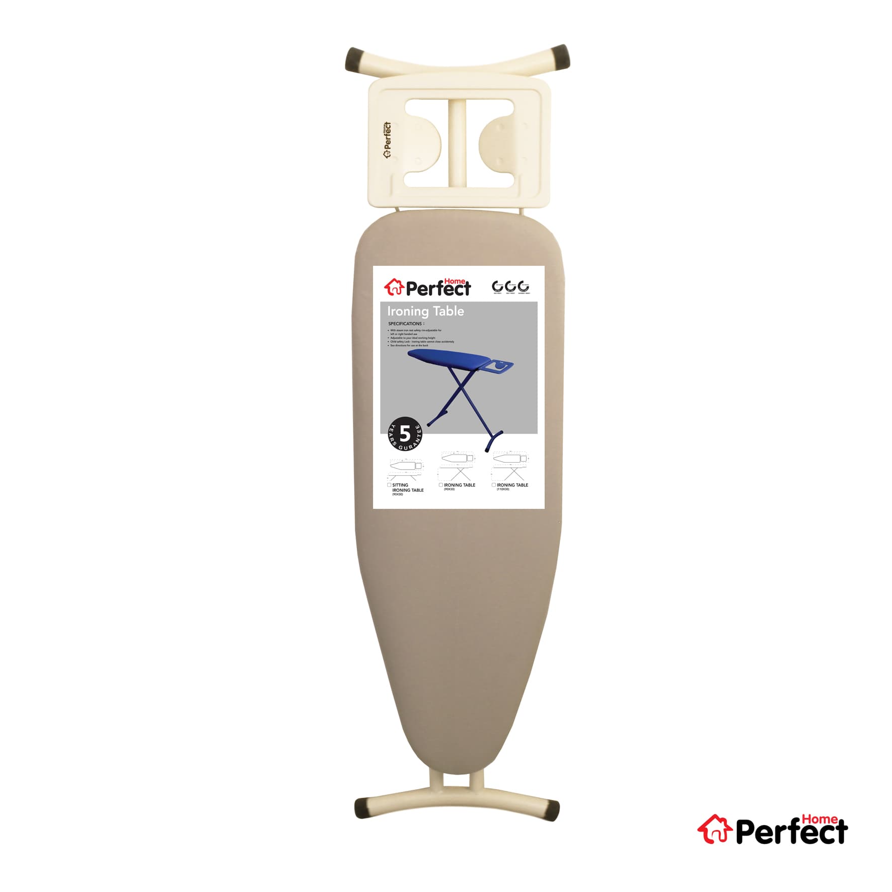 میز اتو بلند PERFECTHOME مدل 110 کرم — تصویر ۲