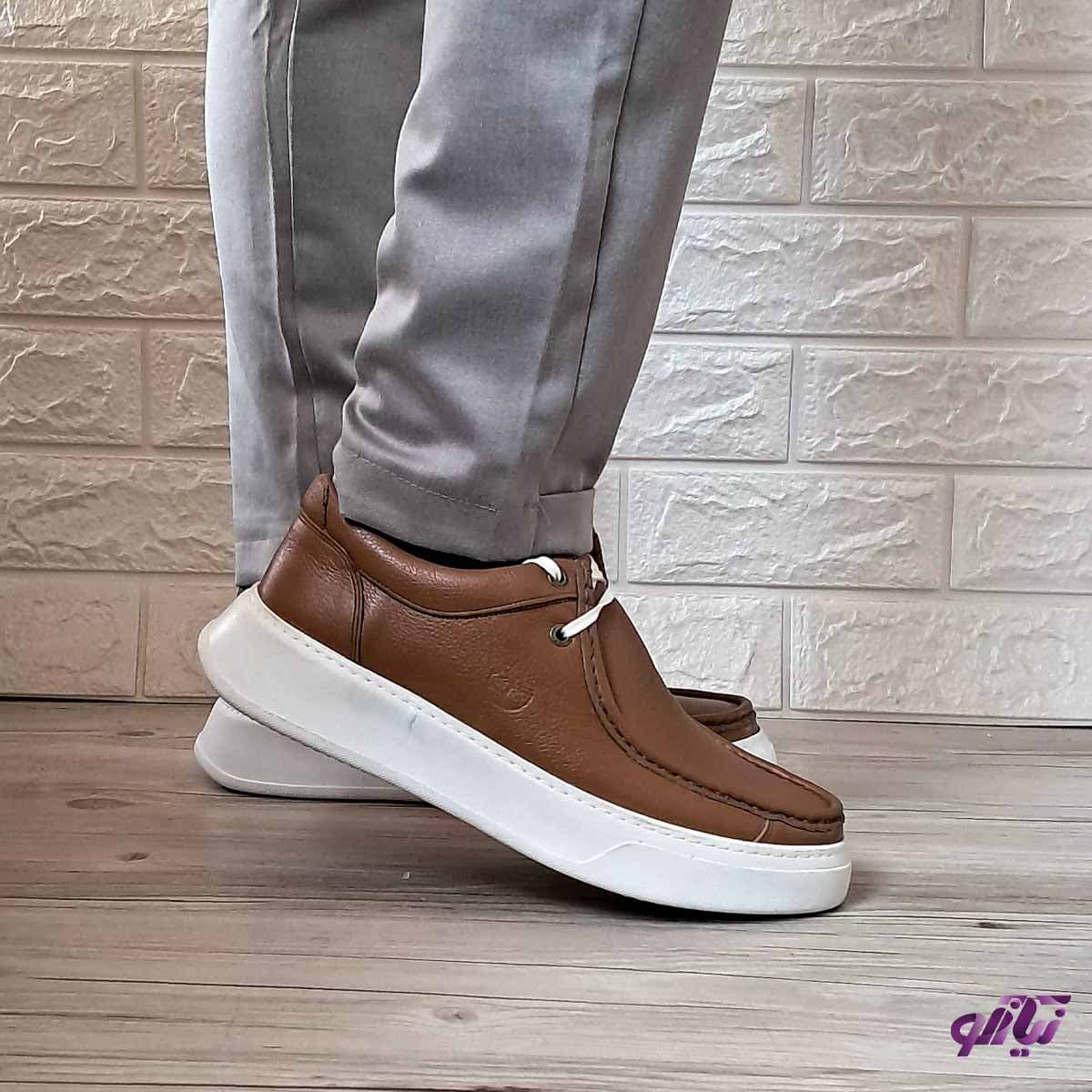 کفش چرم مردانه کادیلاک عسلی H524 — تصویر ۳