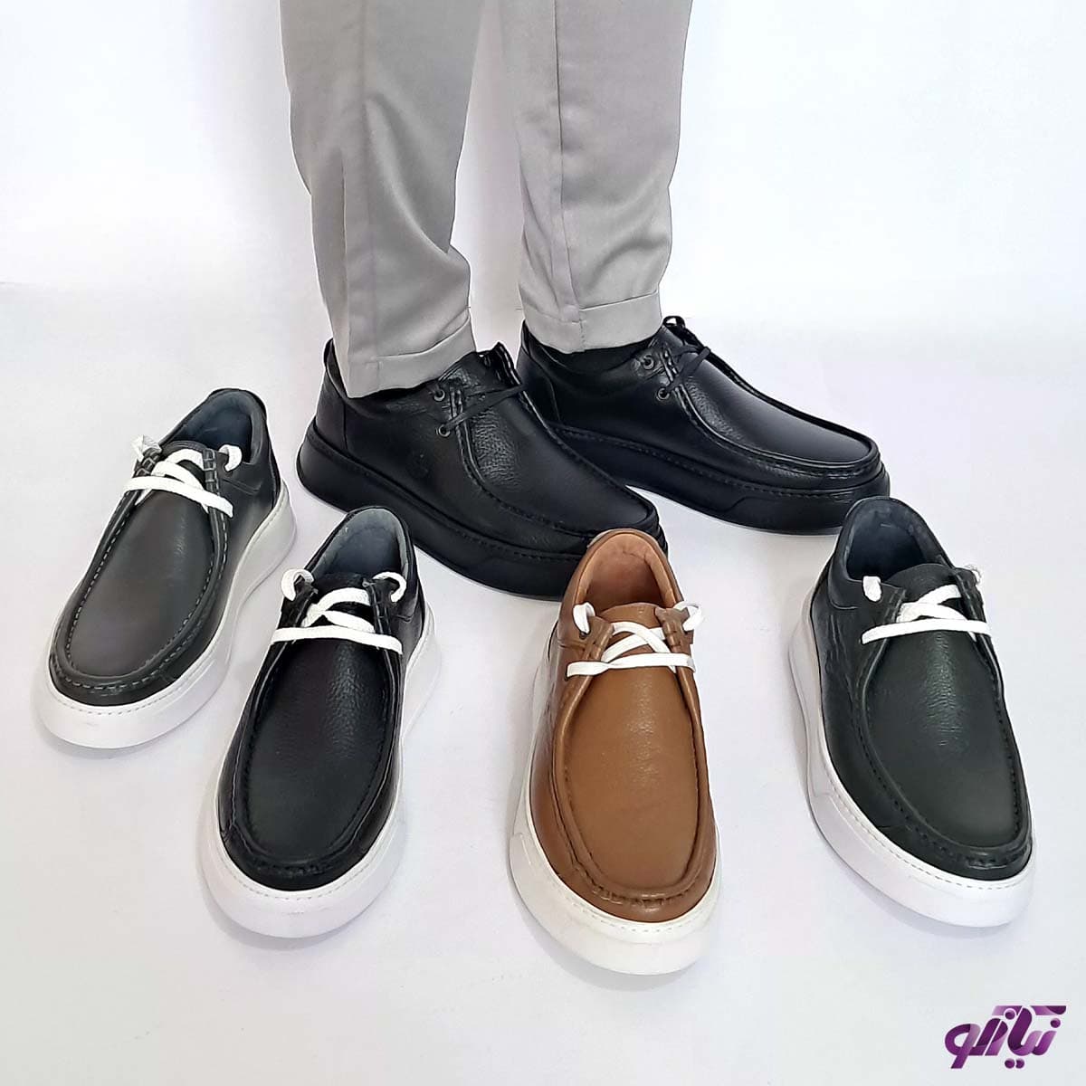کفش چرم مردانه کادیلاک طوسی G524 — تصویر ۵