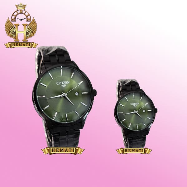 ساعت مچی ست زنانه و مردانه سیتیزن CTSTCO311 (مشکی صفحه سبز)