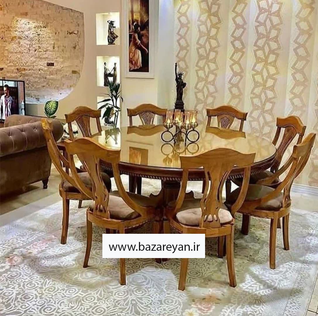 میز نهارخوری 8 نفره صفحه گردون مدل گیتاری — تصویر ۴