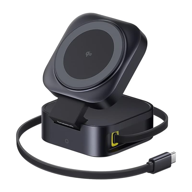 شارژر بی‌سیم مگنتی باسئوس مدل PicoGo 2-in-1 Qi2 67W