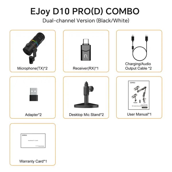 میکروفون بیسیم داینامیک کامیکا COMICA EJOY D10 PRO D COMBO — تصویر ۷