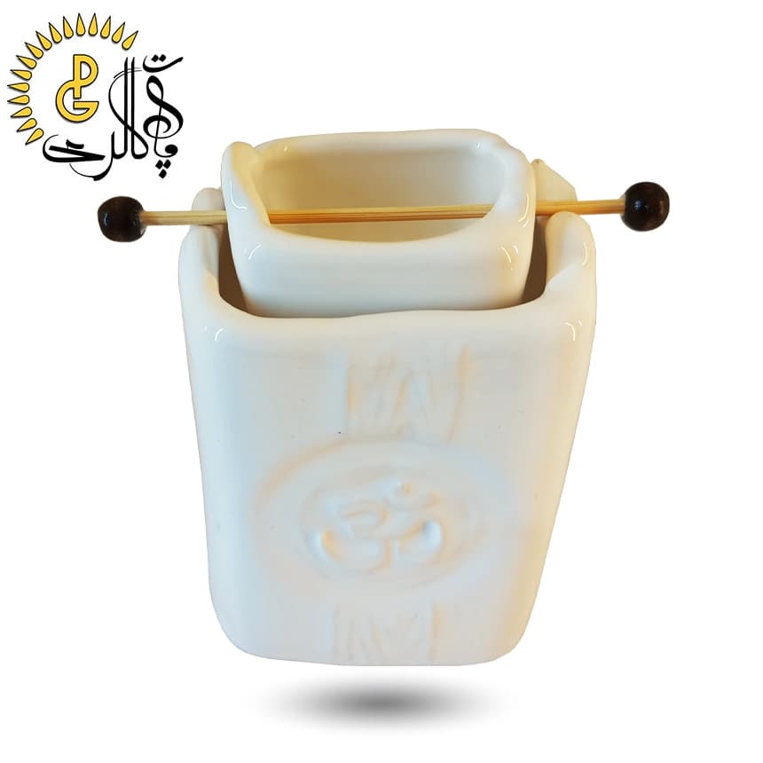 اسانس سوز سرامیکی سطل دار سفید کد 5543 — تصویر ۲