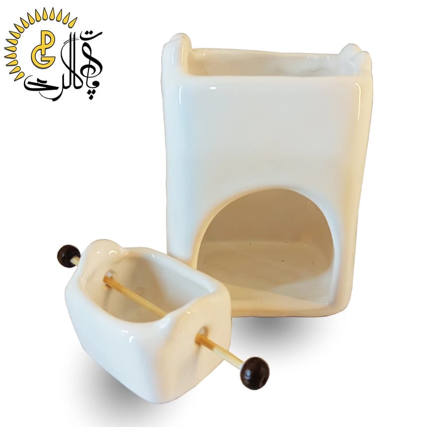 اسانس سوز سرامیکی سطل دار سفید کد 5543 — تصویر ۳