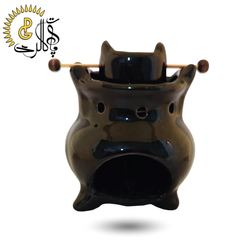 اسانس سوز سرامیکی سطل دار مشکی کد 5542 — تصویر ۳