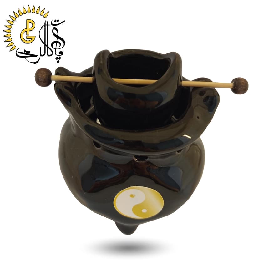 اسانس سوز سرامیکی سطل دار مشکی کد 5542 — تصویر ۲