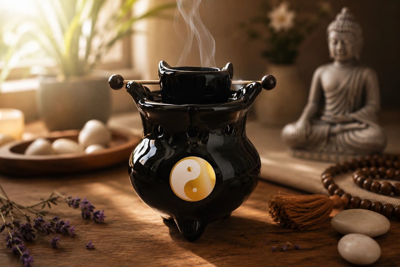 اسانس سوز سرامیکی سطل دار مشکی کد 5542 — تصویر ۴