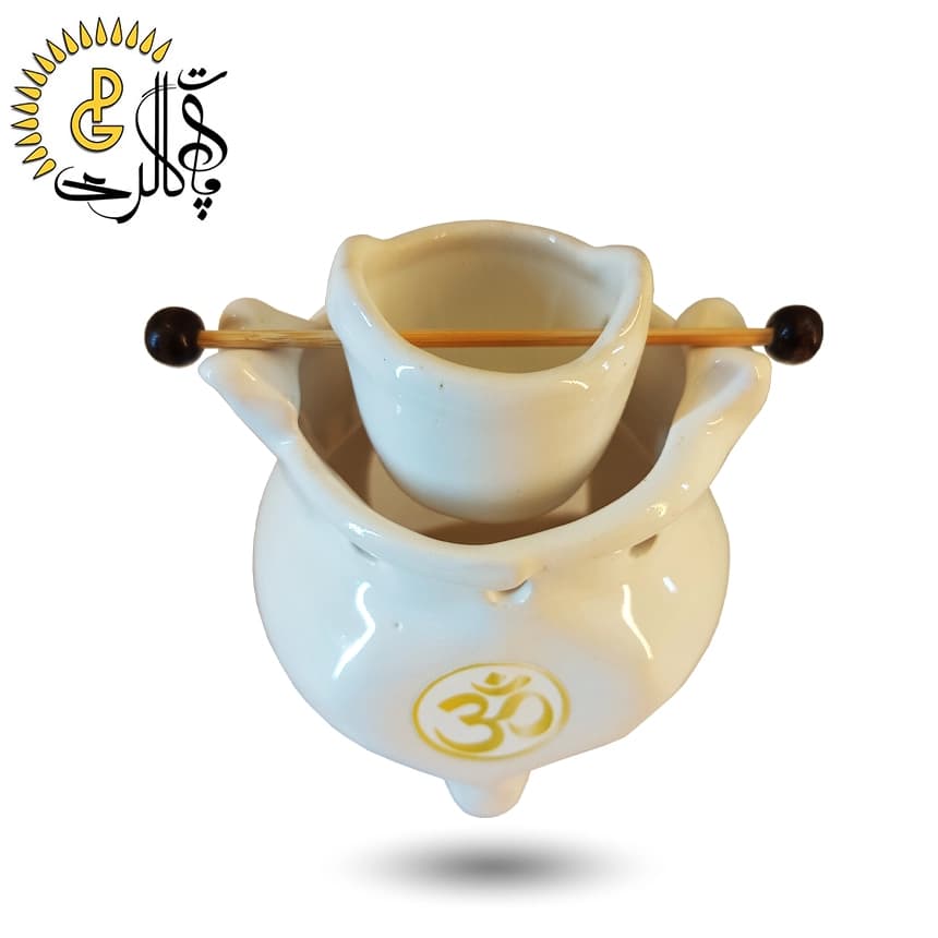 اسانس سوز سرامیکی سطل دار سفید کد 5541 — تصویر ۲