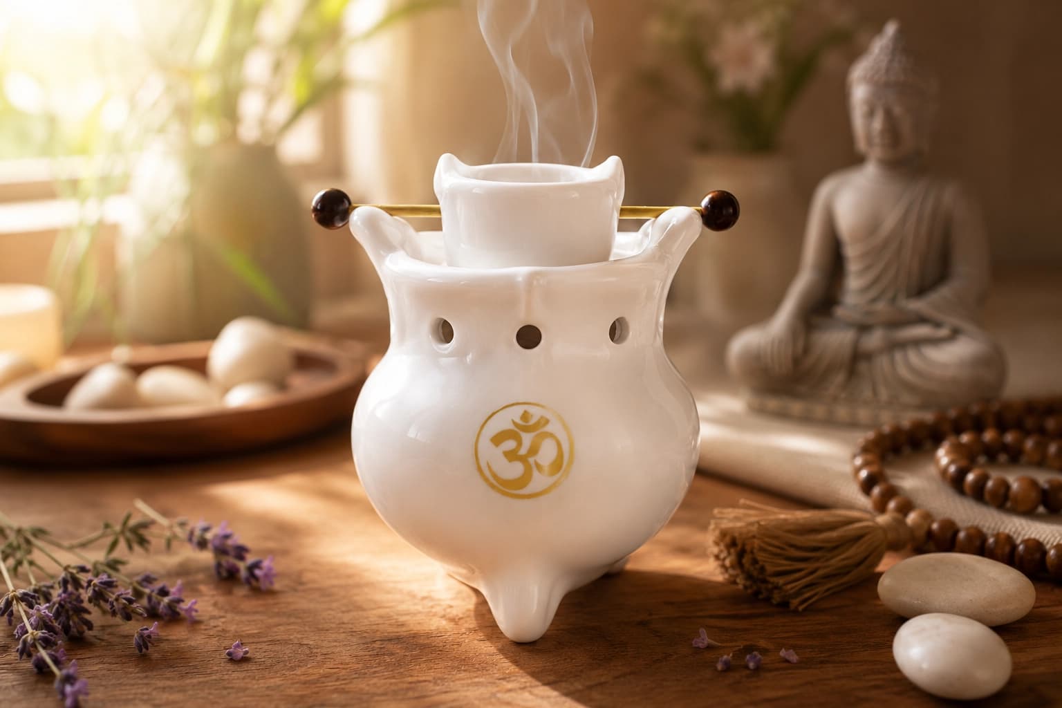 اسانس سوز سرامیکی سطل دار سفید کد 5541 — تصویر ۴