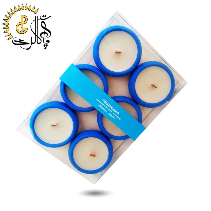 شمع سنگی 6 عددی آبی