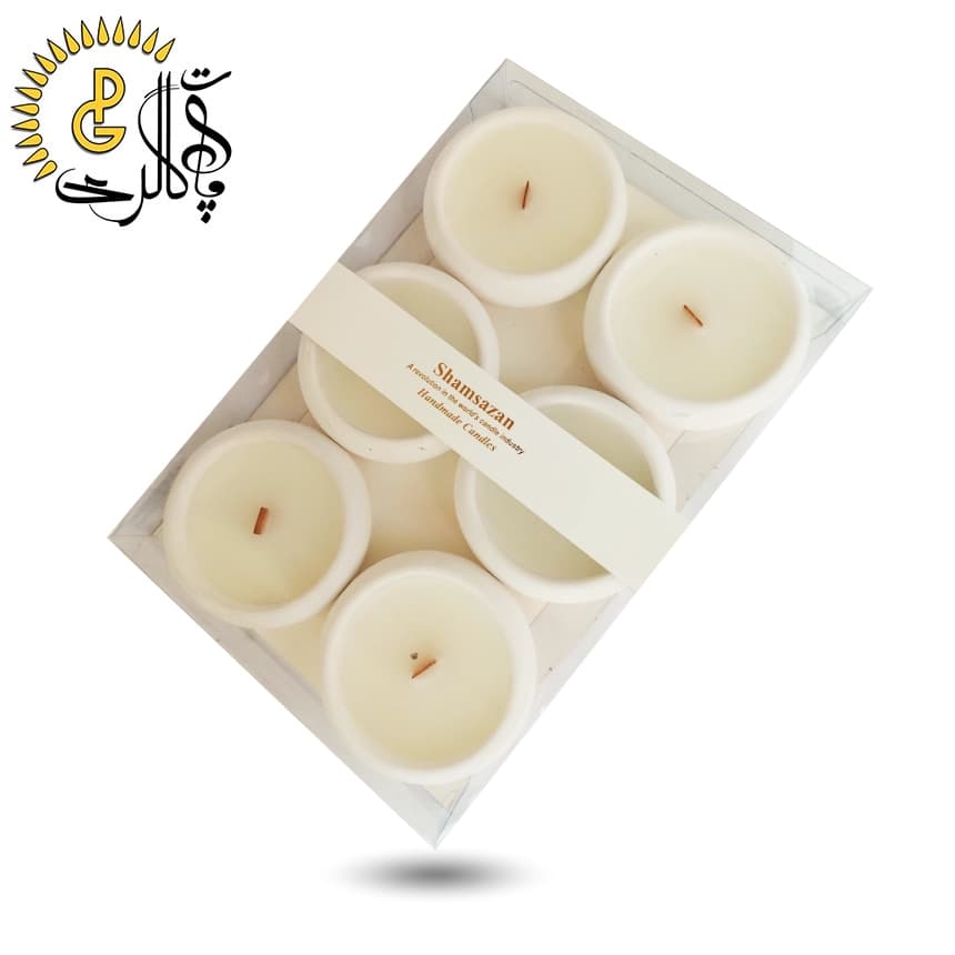 شمع سنگی 6 عددی سفید
