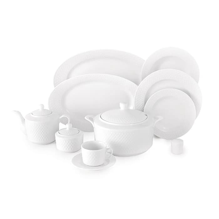 سرویس غذاخوری 102 پارچه چینی زرین ایران سری رادیانس مدل White درجه یک