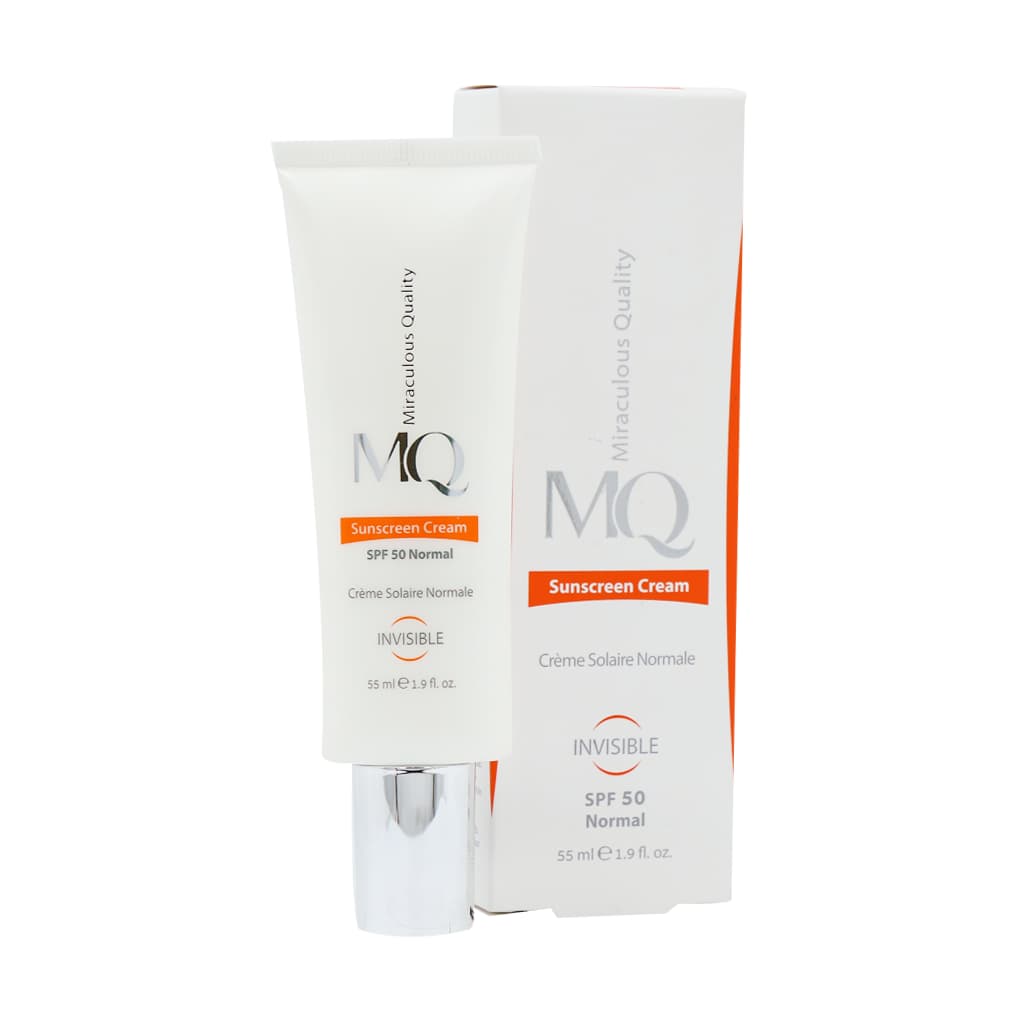 کرم ضد آفتاب SPF 50 بی رنگ پوست نرمال ام کیو 55 میل