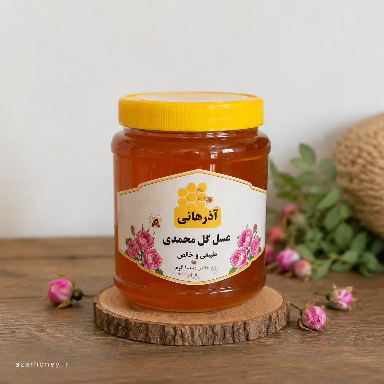 عسل گل محمدی طبیعی (عسل گل سرخ) | برداشت مستقیم از زنبورستان آذرهانی