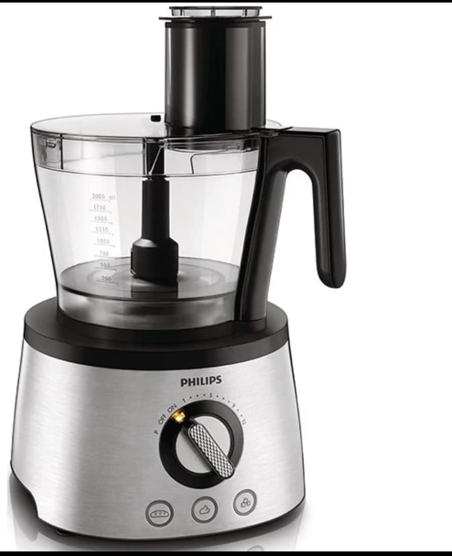 غذاساز فیلیپس مدل HR7778 با ظرف خردکن 3.4 لیتر و مخلوط کن 1.5 لیتر دارای تیغه استیل ضد زنگ با عملکرد پالس و قابلیت خمیرزنی