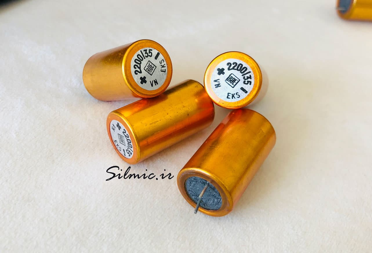 خازن های فای 2200 میکرو فاراد 35 ولت Vishay Roederstein سری EKS لانگ لایف