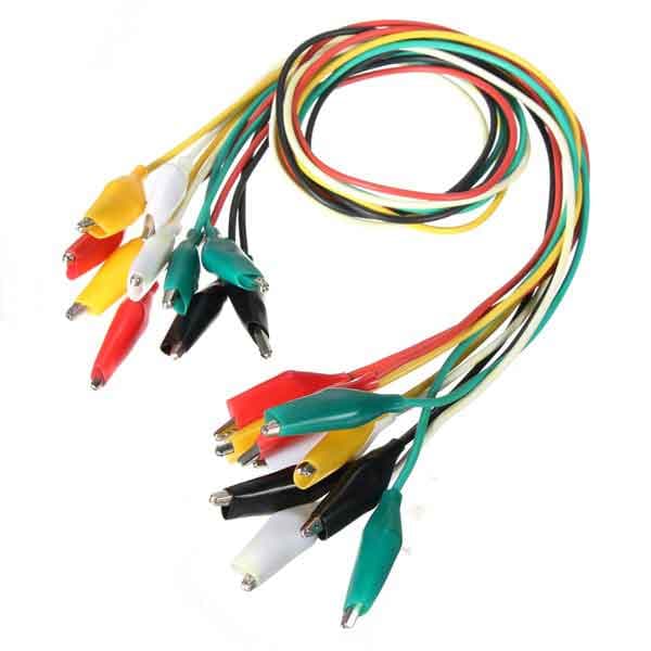 سیم دو سر سوسماری سایز کوچک مدل small Alligator Clips S10 مجموعه 10 عددی | عصرتولز