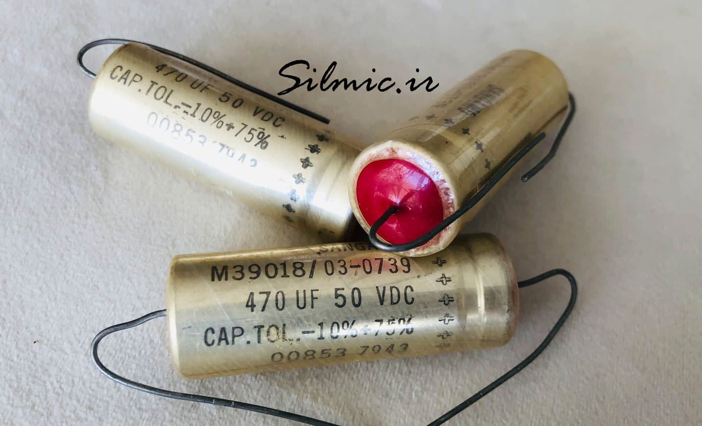 خازن نظامی 220 میکرو فاراد 75 ولت SANGAMO آمریکا اکسیال سری M39018/03 — تصویر ۴