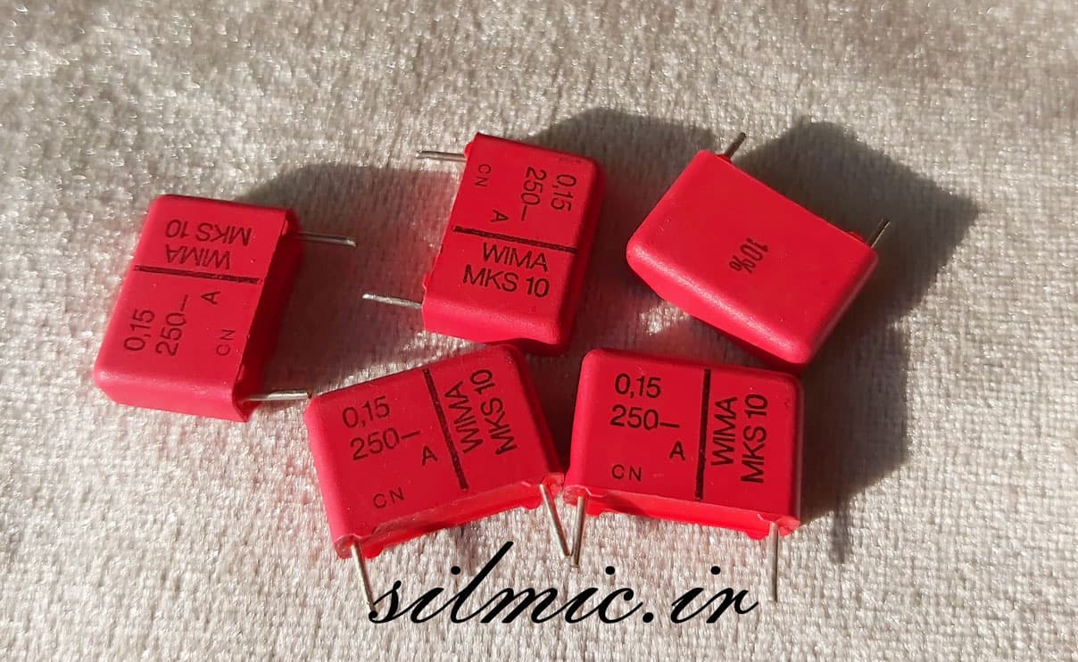 خازن 6.8 میکرو فاراد 100 ولت WIMA آلمان سری MKS10 مناسب کوپلاژ بای پس — تصویر ۳