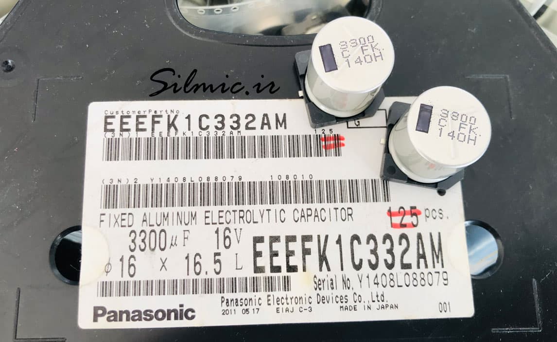 خازن های فای 3300 میکرو فاراد 16 ولت Panasonic سری FK و Low impedance