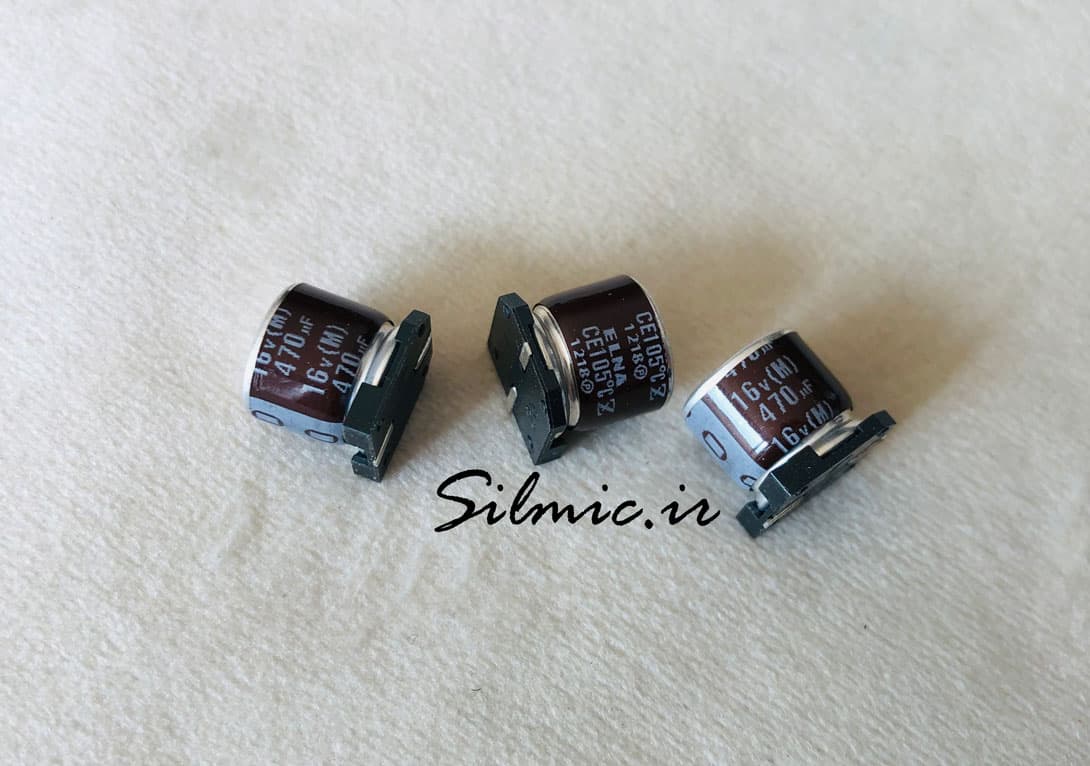 خازن 470 میکرو فاراد 16 ولت elna ژاپن نوع SMD سری RVZ مینیاتوری LOW ESR — تصویر ۲