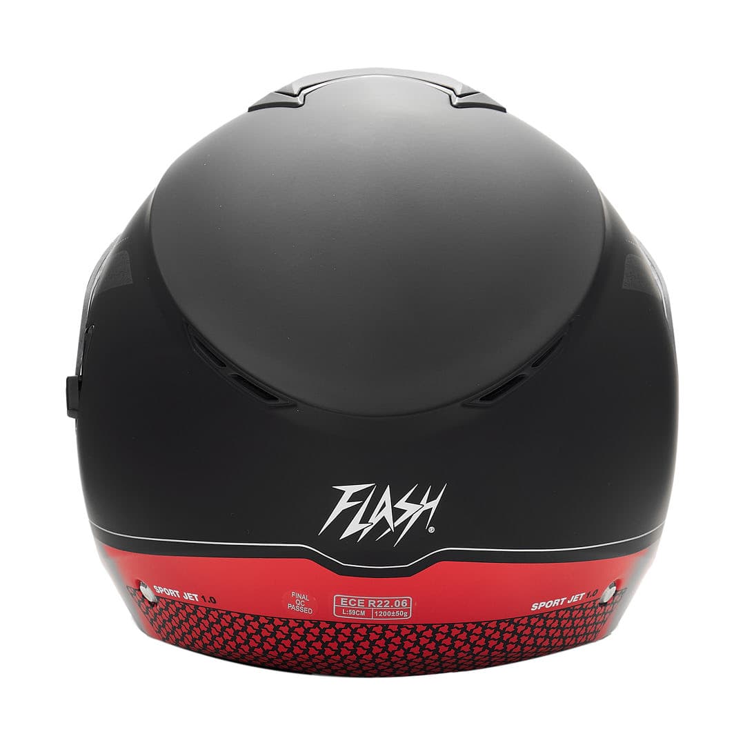 کلاه کاسکت بدون فک فلش مدل 852 matt red-black — تصویر ۳