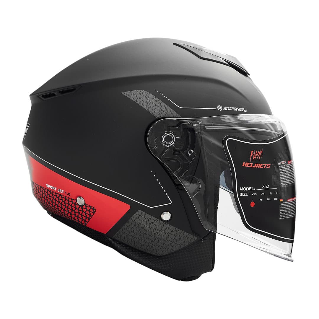 کلاه کاسکت بدون فک فلش مدل 852 matt red-black — تصویر ۲